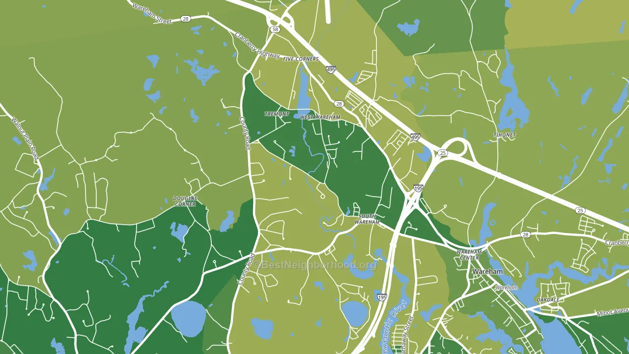 West Wareham, MA block-group voter-turnout map