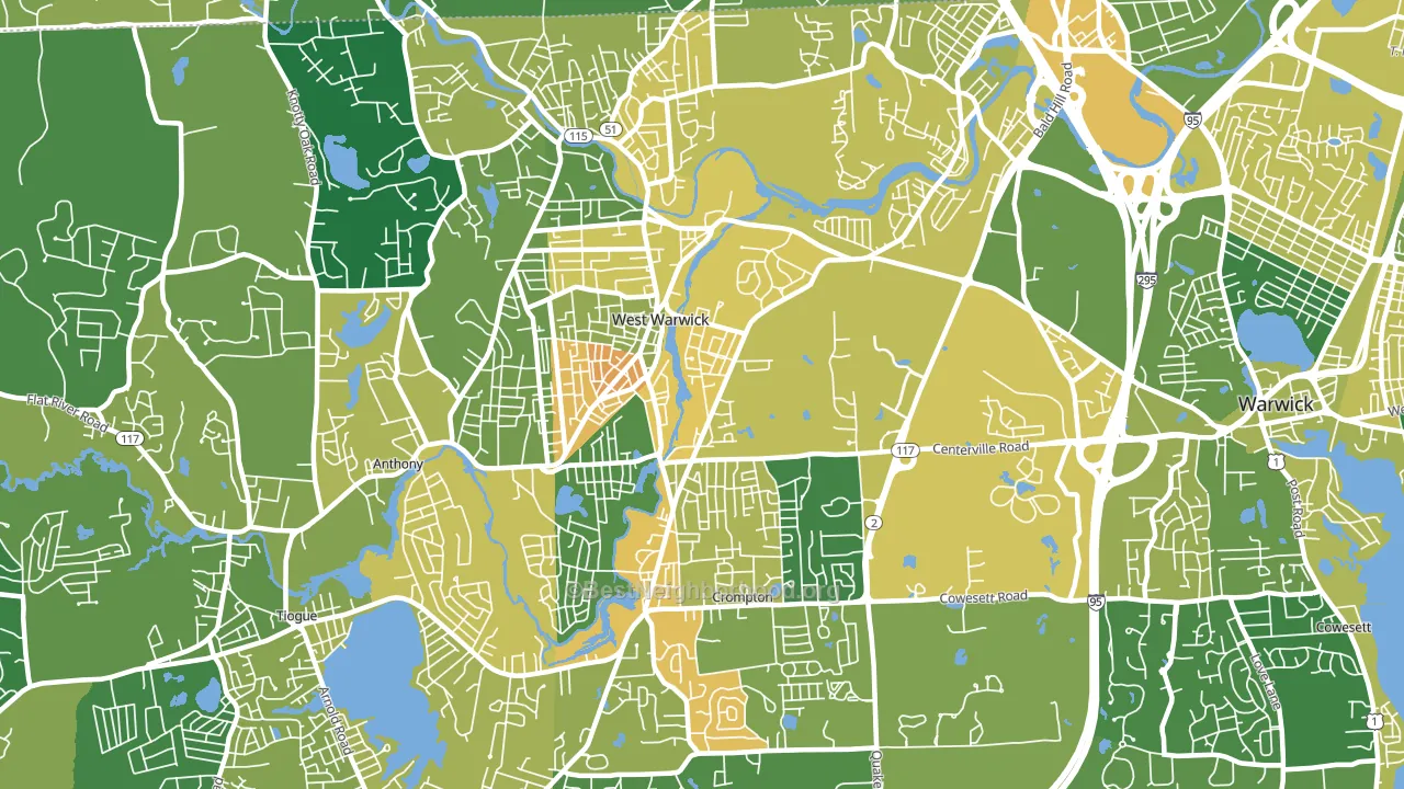 West Warwick, RI block-group voter-turnout map
