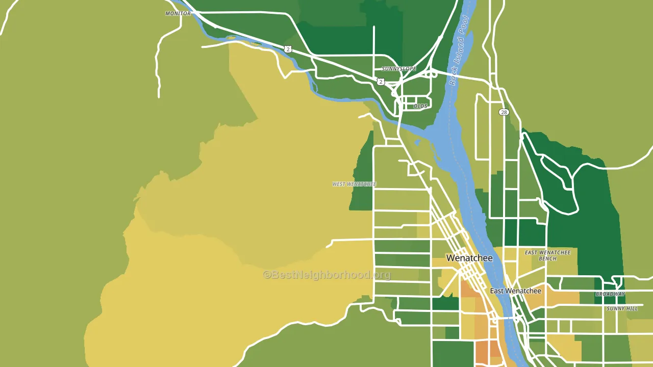 West Wenatchee, WA block-group voter-turnout map