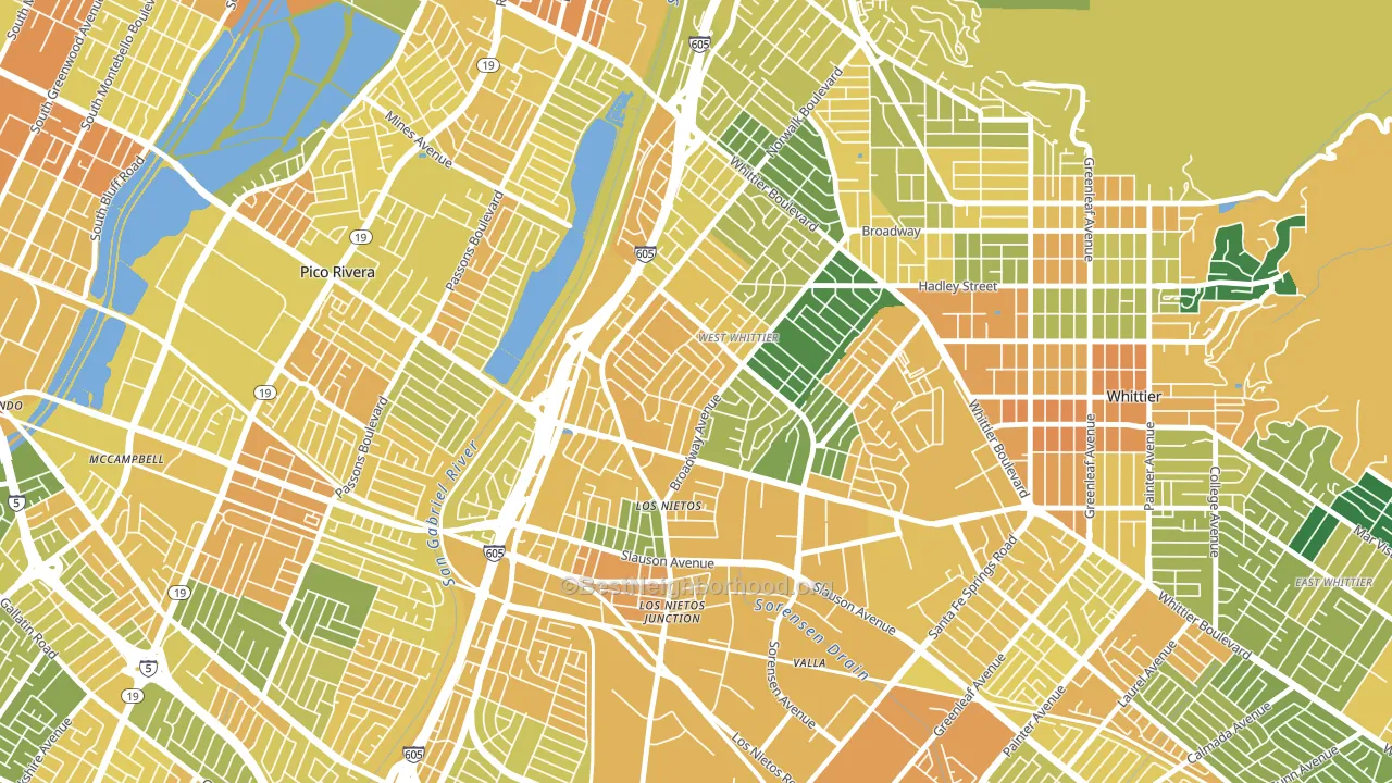 West Whittier-Los Nietos, CA block-group voter-turnout map