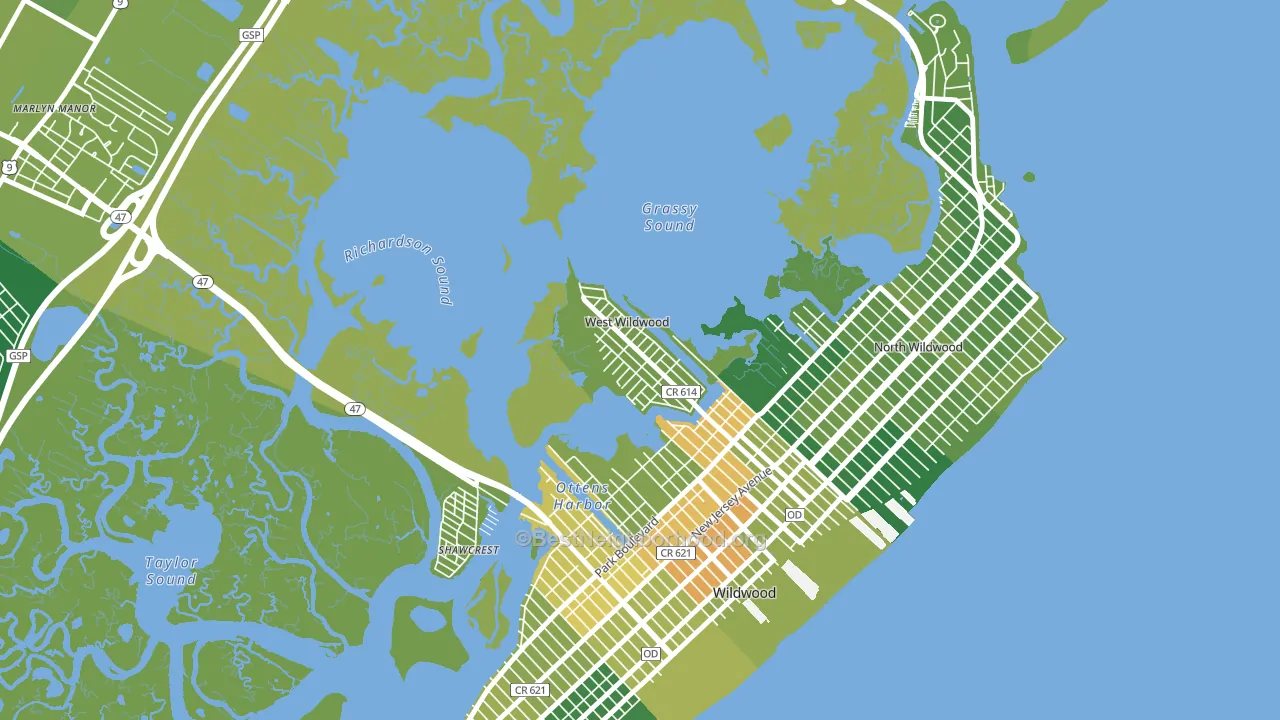 West Wildwood, NJ block-group voter-turnout map