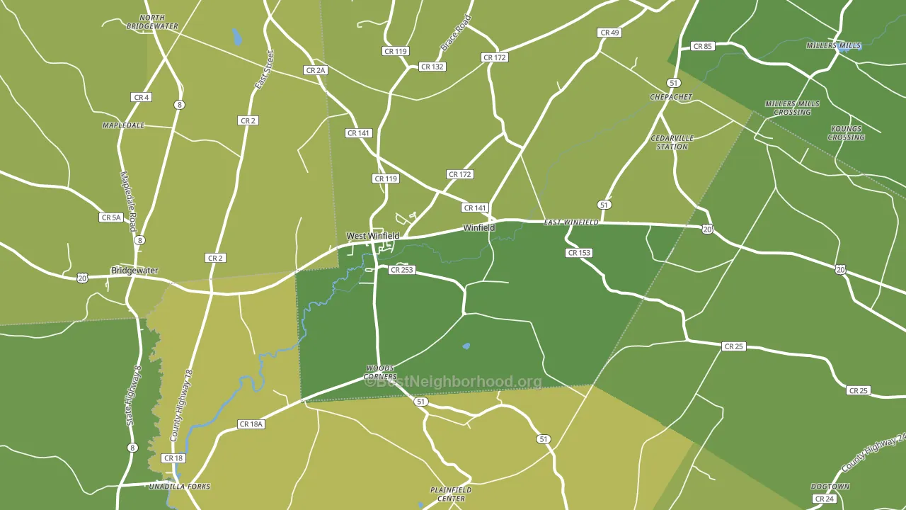 West Winfield, NY block-group voter-turnout map