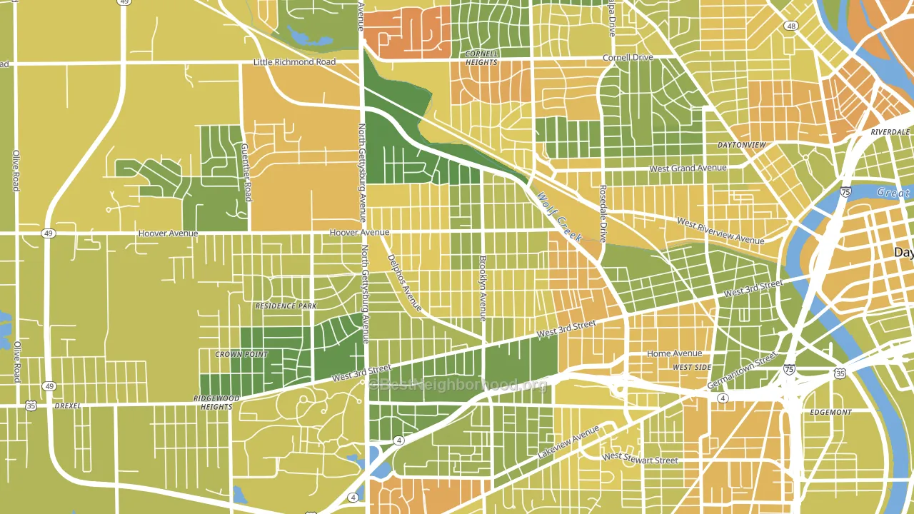 West Wood, Dayton, OH block-group voter-turnout map