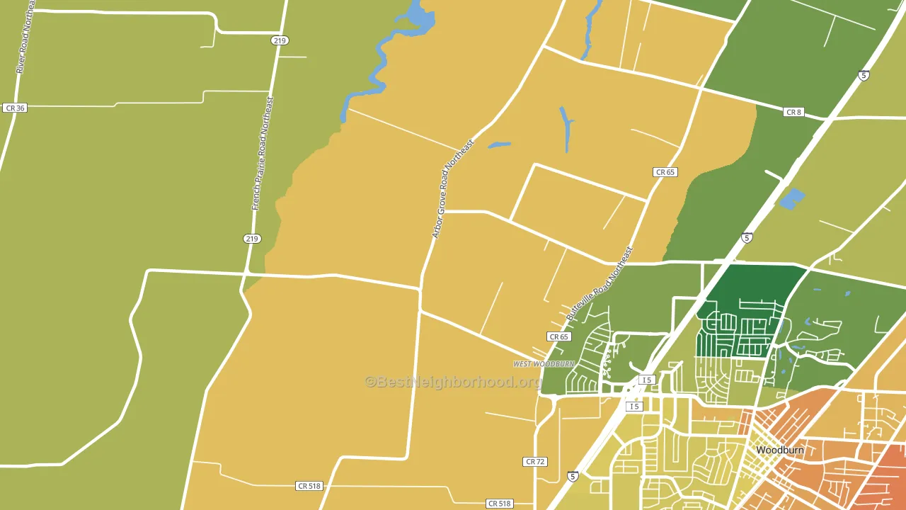 West Woodburn, OR block-group voter-turnout map