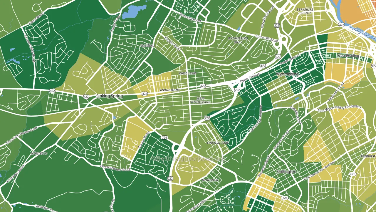West Wyomissing, PA block-group voter-turnout map