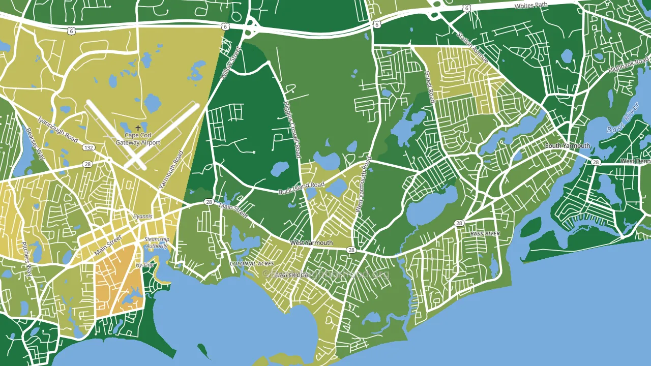 West Yarmouth, MA block-group voter-turnout map