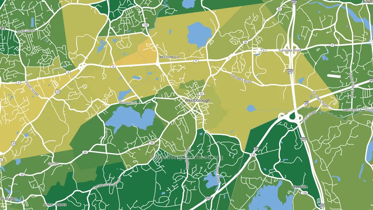 Westborough, MA block-group voter-turnout map