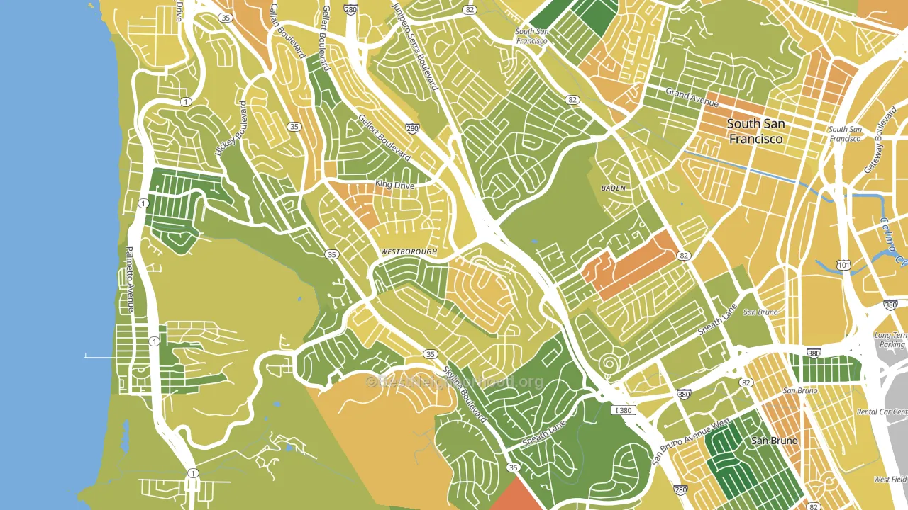 Westborough, South San Francisco, CA block-group voter-turnout map