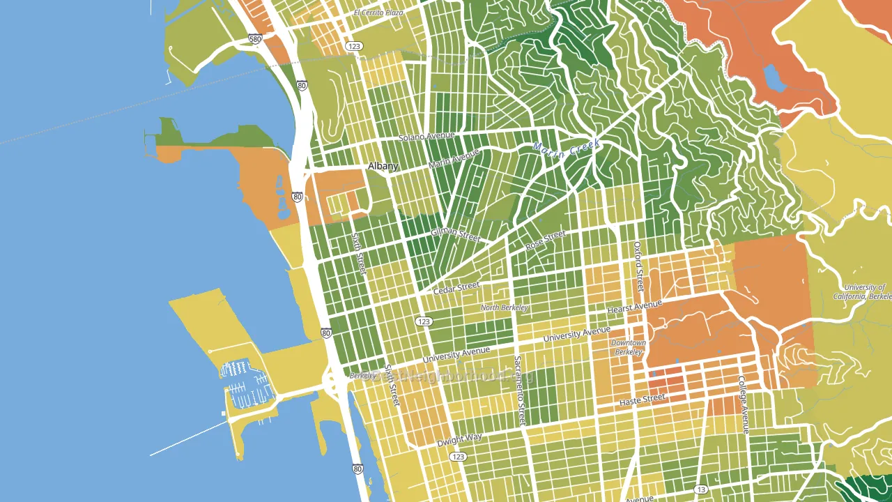 Westbrae, Berkeley, CA block-group voter-turnout map