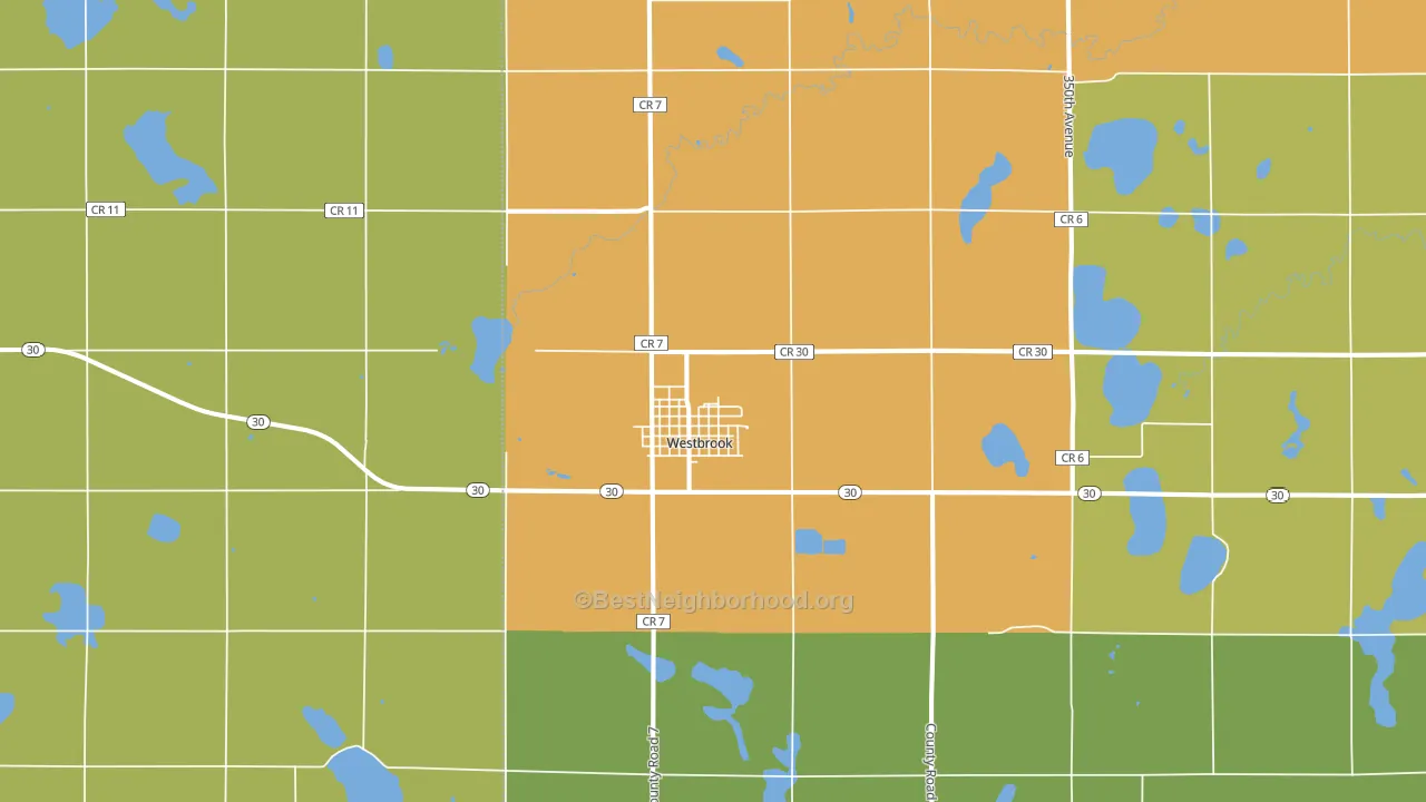 Westbrook, MN block-group voter-turnout map