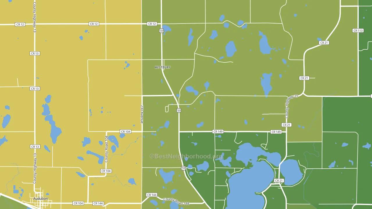 Westbury, MN block-group voter-turnout map