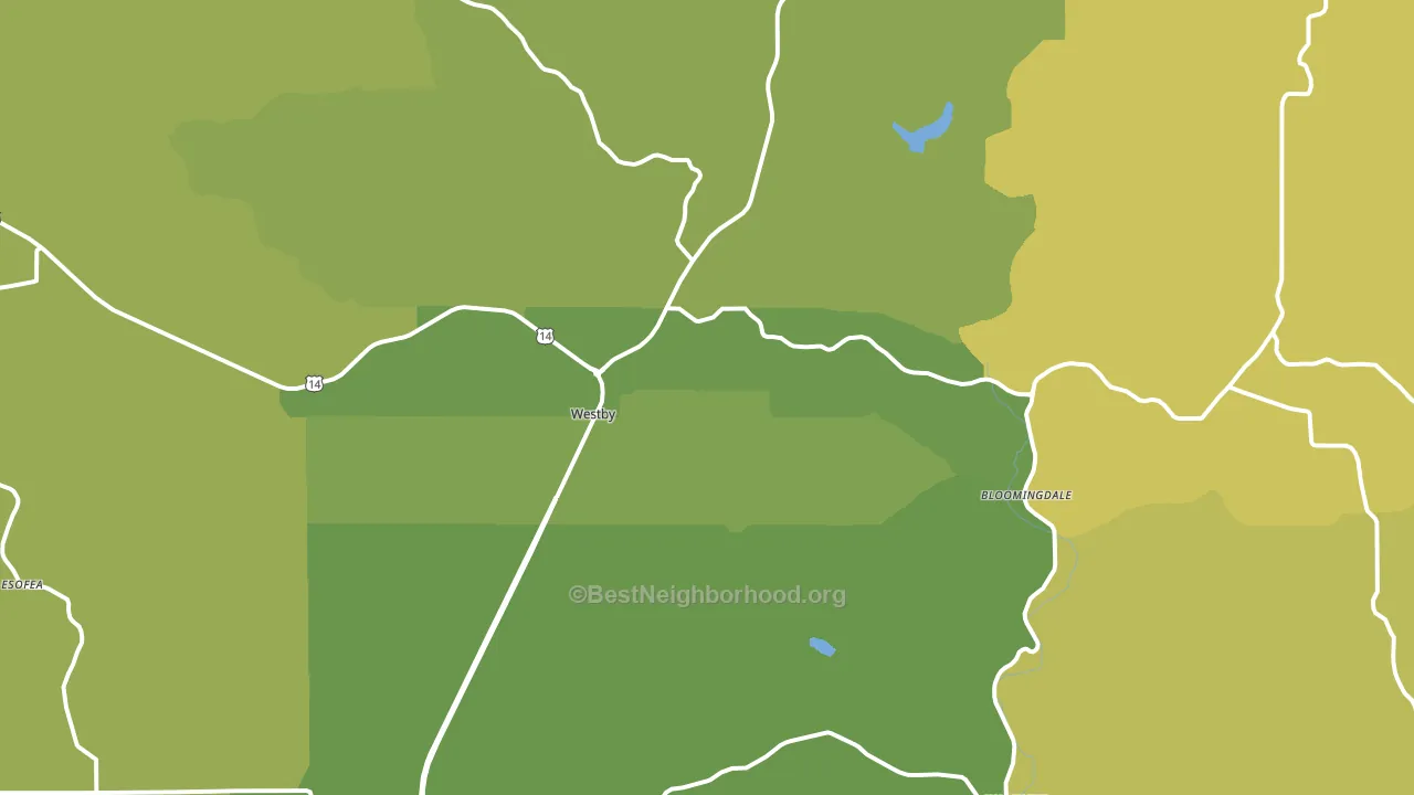 Westby, WI block-group voter-turnout map
