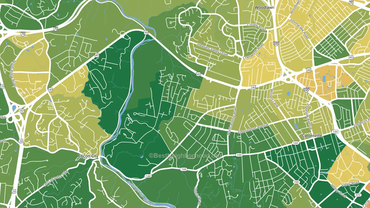 Westchester, Catonsville, MD block-group voter-turnout map