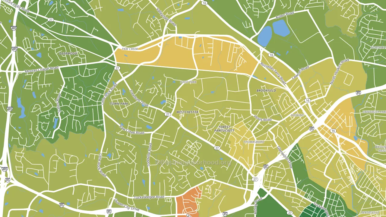 Westchester, Charlotte, NC block-group voter-turnout map