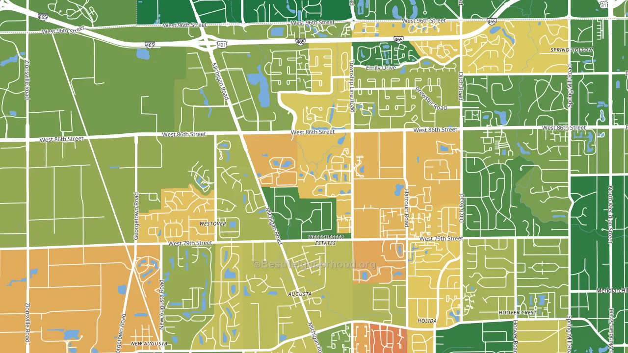 Westchester Estates, Indianapolis, IN block-group voter-turnout map