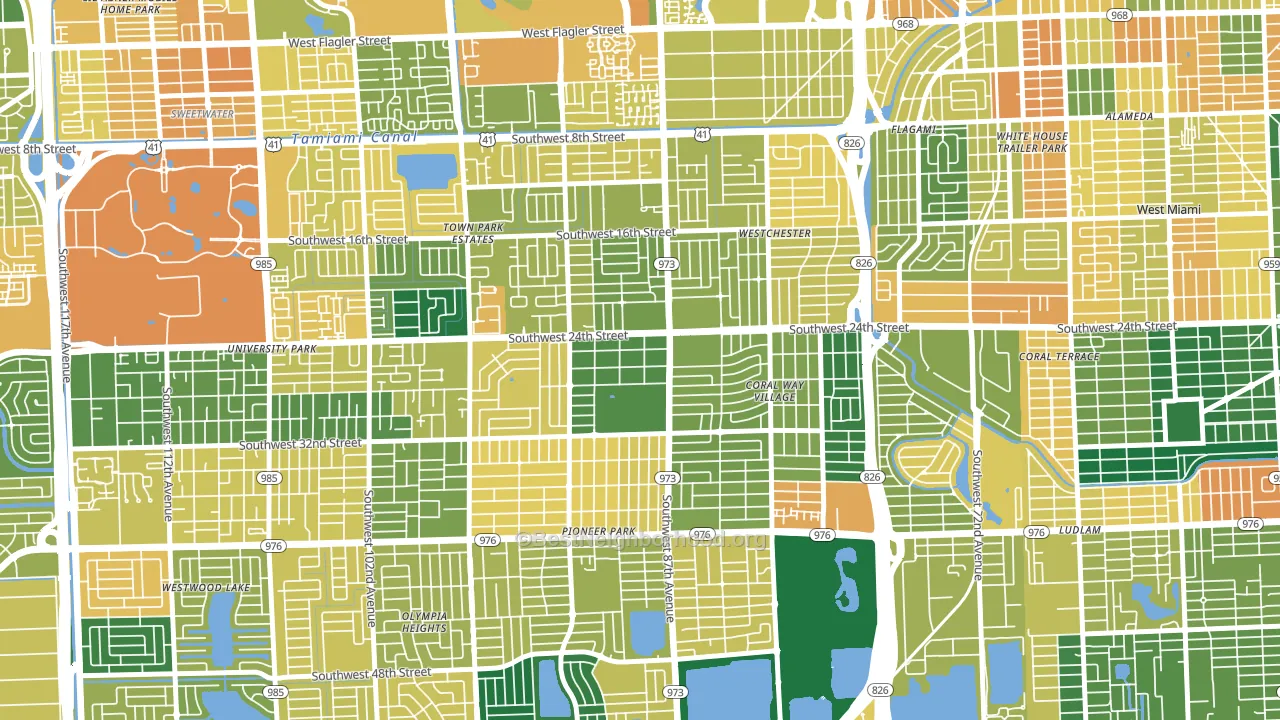 Westchester, FL block-group voter-turnout map