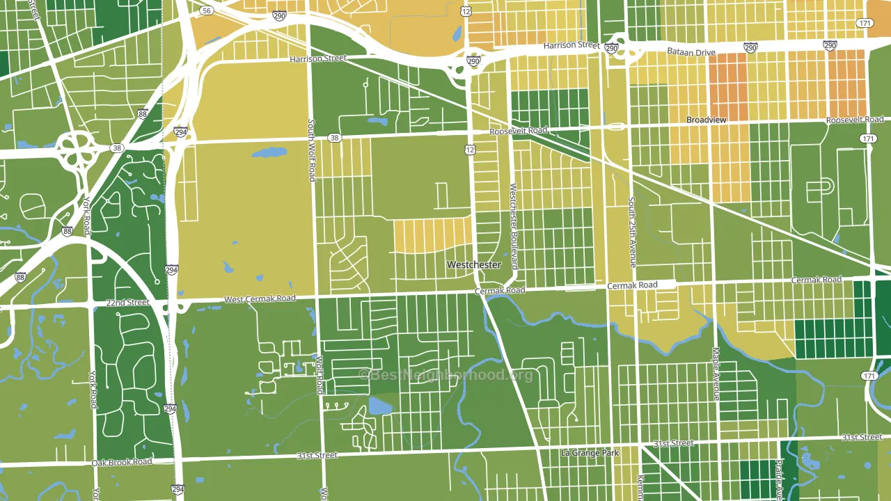Westchester, IL block-group voter-turnout map