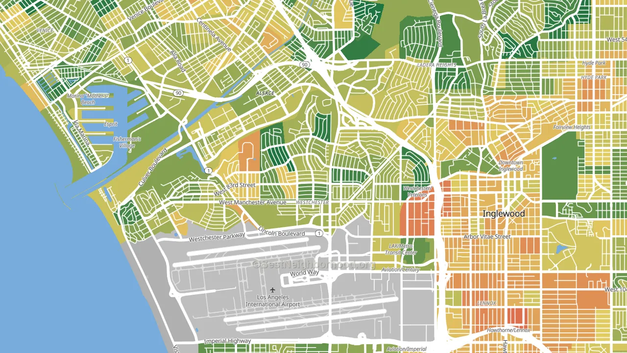 Westchester, Los Angeles, CA block-group voter-turnout map