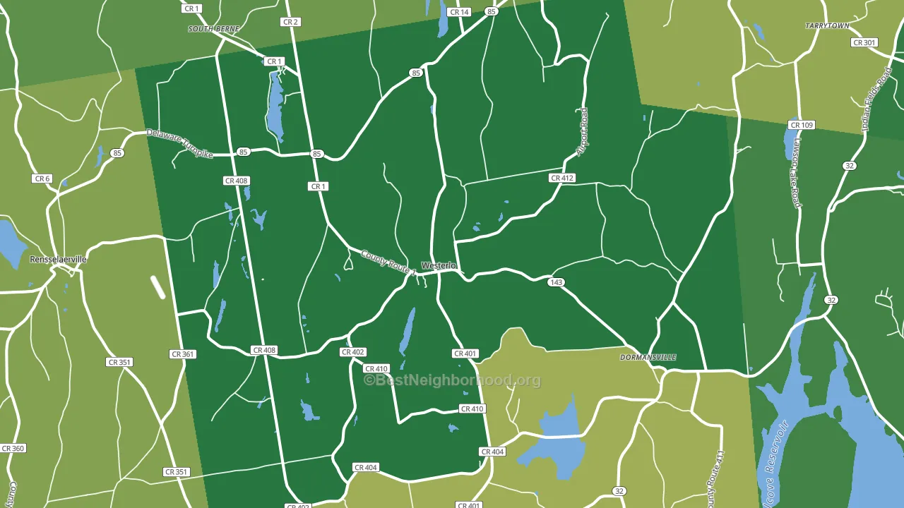 Westerlo, NY block-group voter-turnout map
