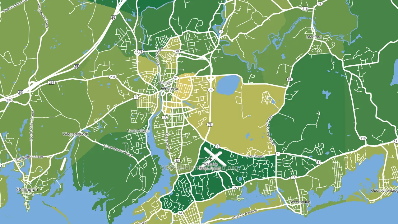 Westerly, RI block-group voter-turnout map