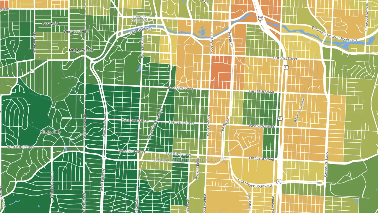 Western 49-63, Kansas City, MO block-group voter-turnout map