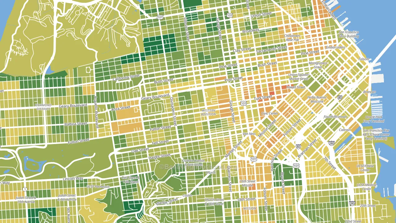 Western Addition, San Francisco, CA block-group voter-turnout map