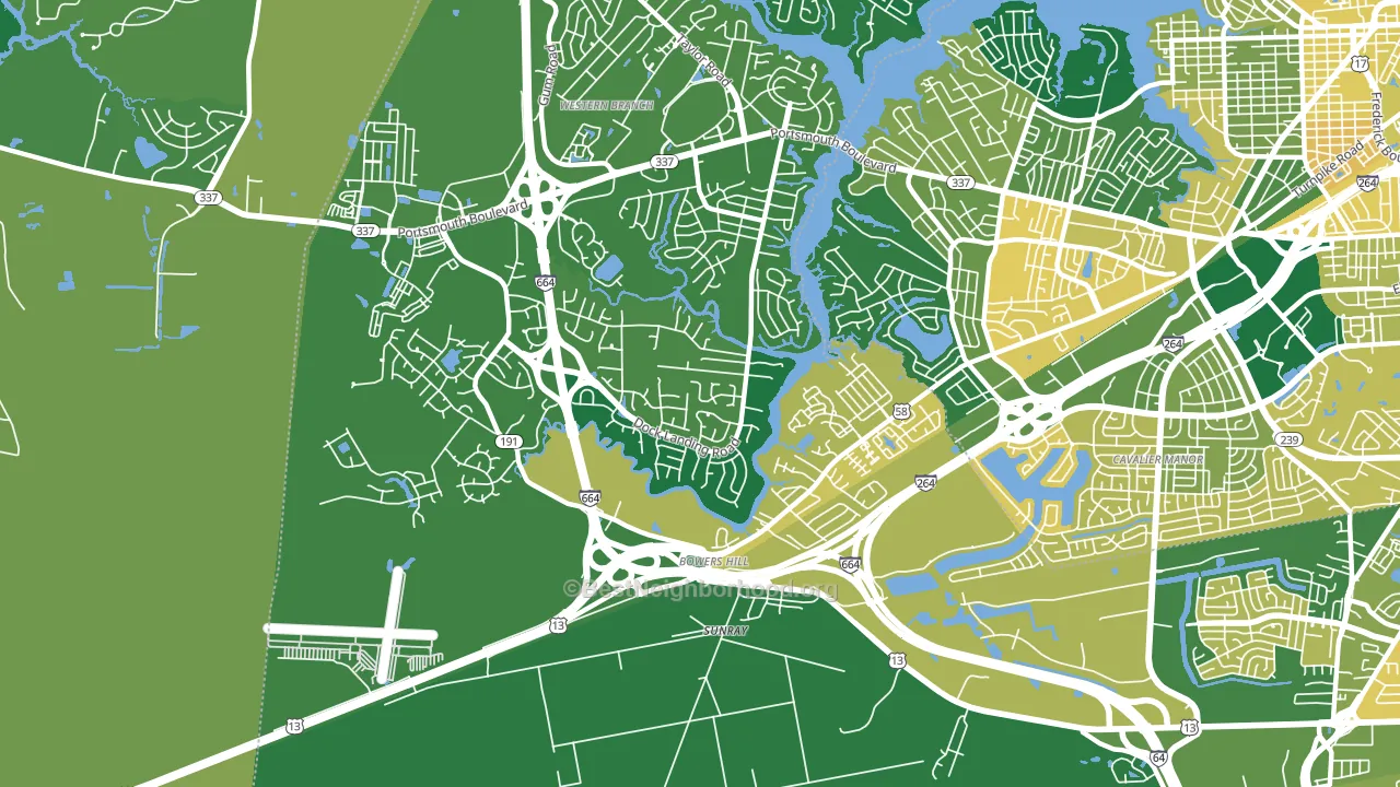 Western Branch South, Chesapeake, VA block-group voter-turnout map