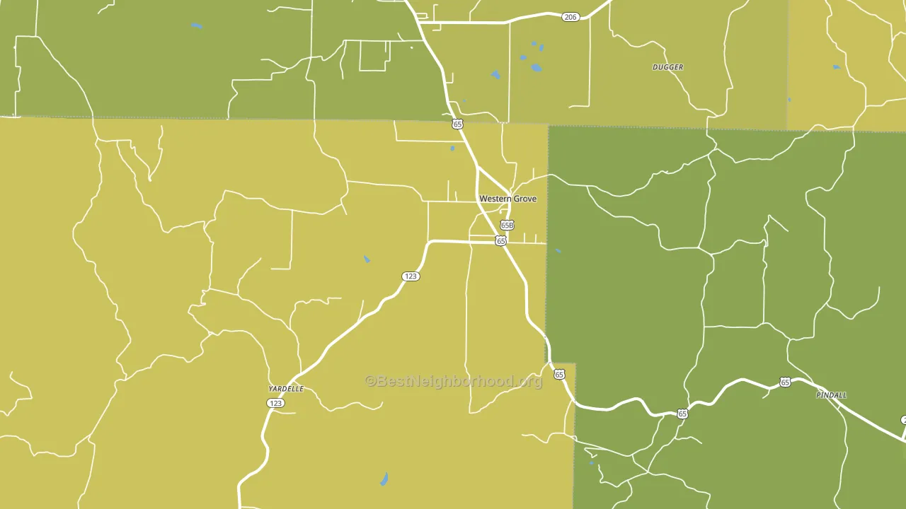 Western Grove, AR block-group voter-turnout map
