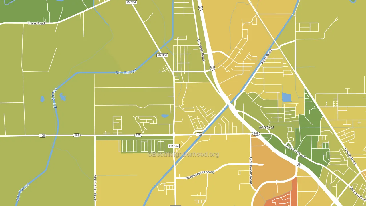 Western Hills, Beaumont, TX block-group voter-turnout map