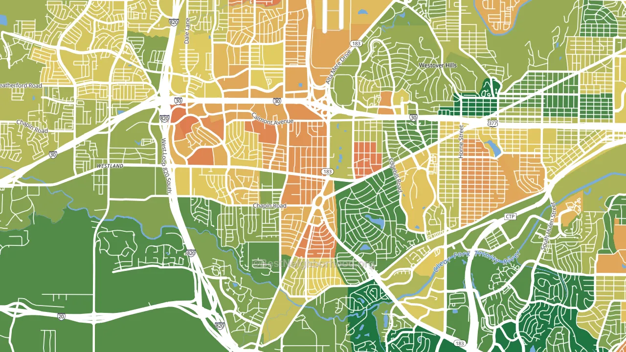 Western Hills Fort Worth, Fort Worth, TX block-group voter-turnout map