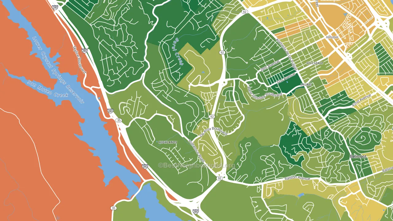 Western Hills, San Mateo, CA block-group voter-turnout map