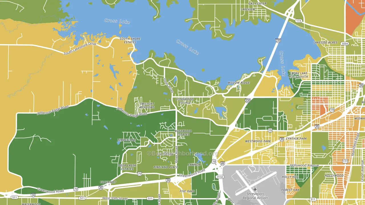 Western Hills Yarborough, Shreveport, LA block-group voter-turnout map