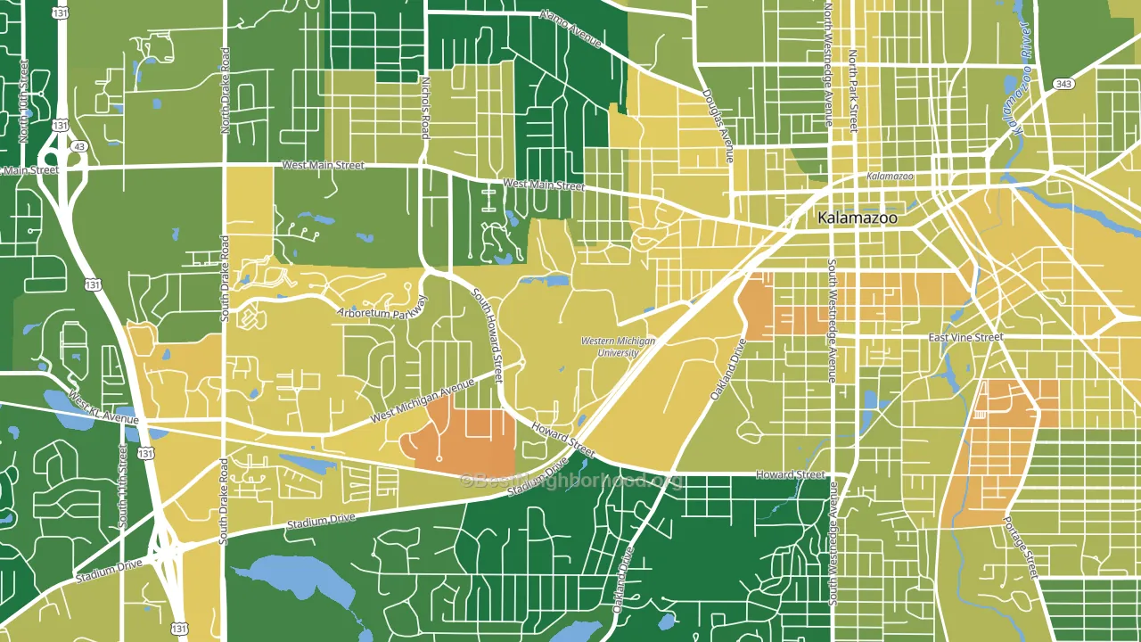 Western Michigan University-KRPH, Kalamazoo, MI block-group voter-turnout map