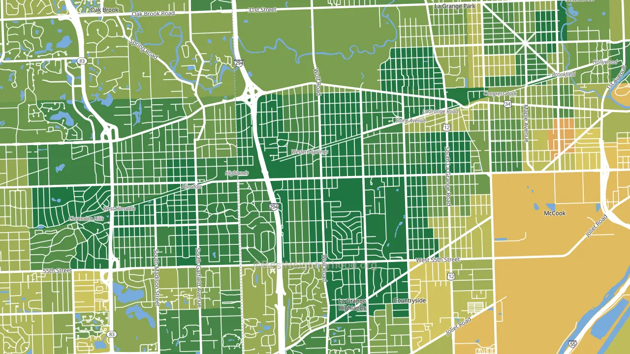 Western Springs, IL block-group voter-turnout map