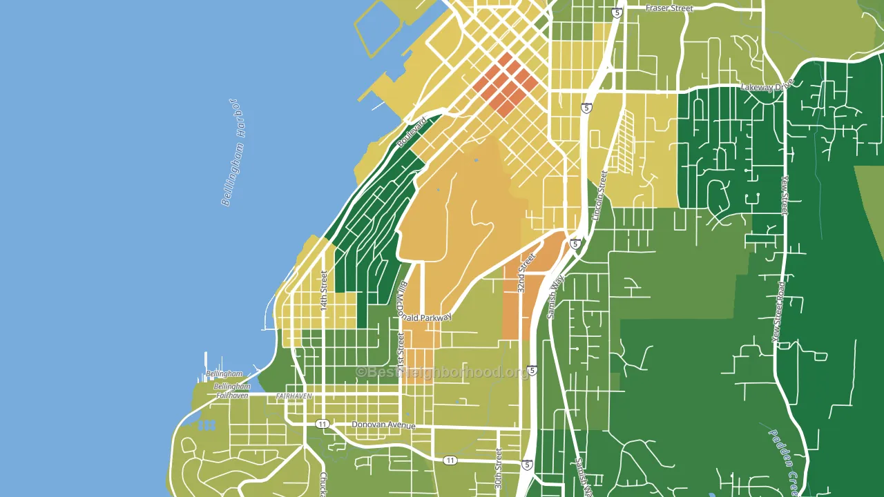 Western Washington University, Bellingham, WA block-group voter-turnout map