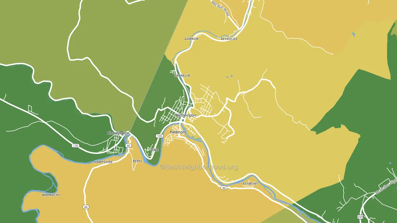 Westernport, MD block-group voter-turnout map