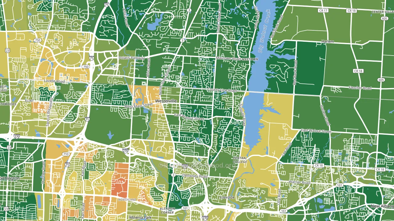 Westerville, OH block-group voter-turnout map