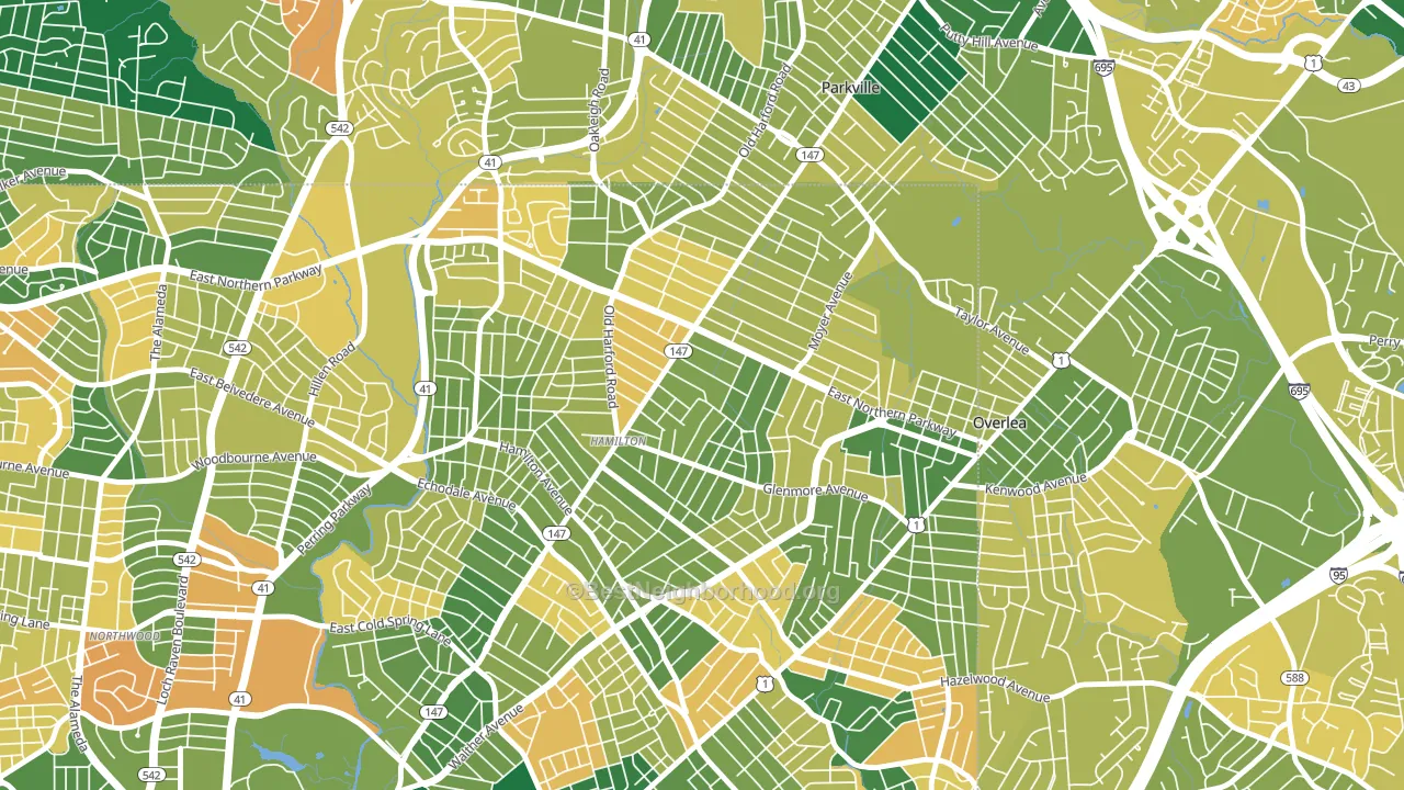 Westfield, Baltimore, MD block-group voter-turnout map