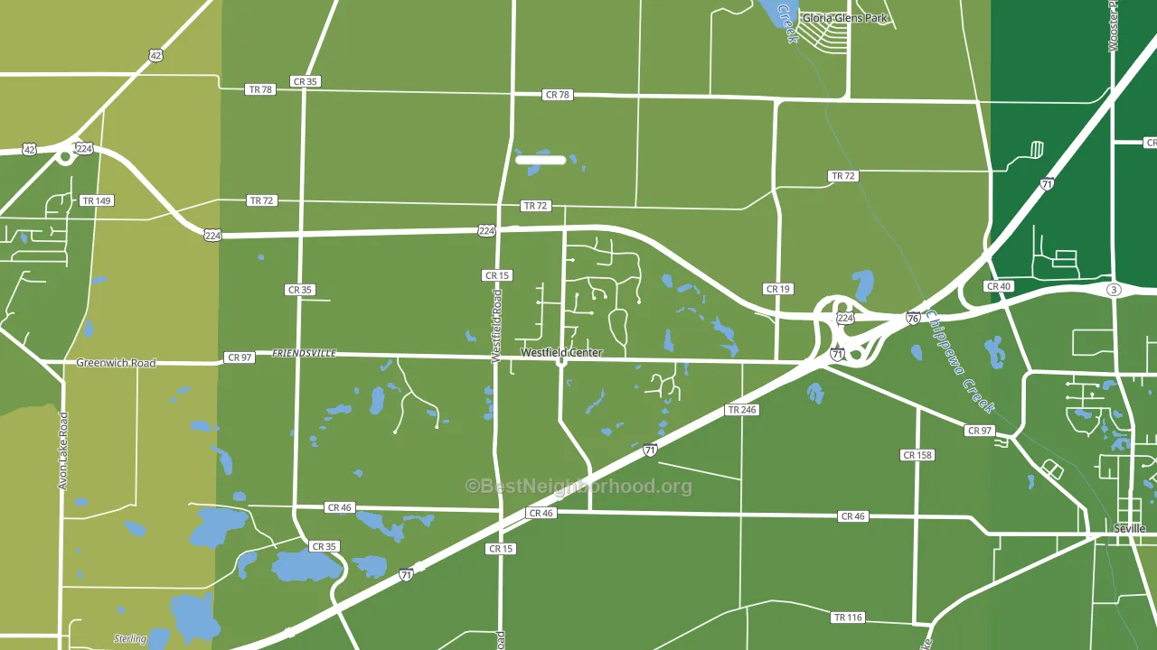 Westfield Center, OH block-group voter-turnout map