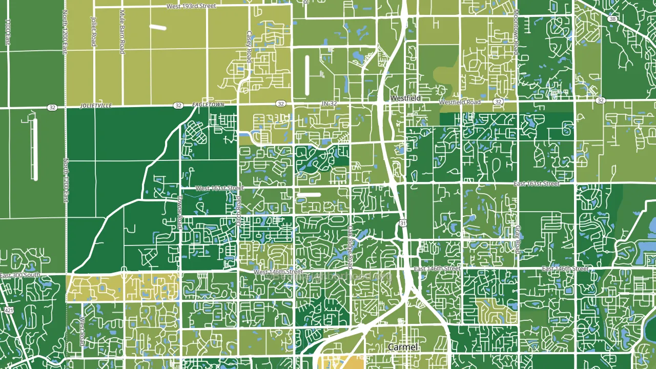 Westfield, IN block-group voter-turnout map