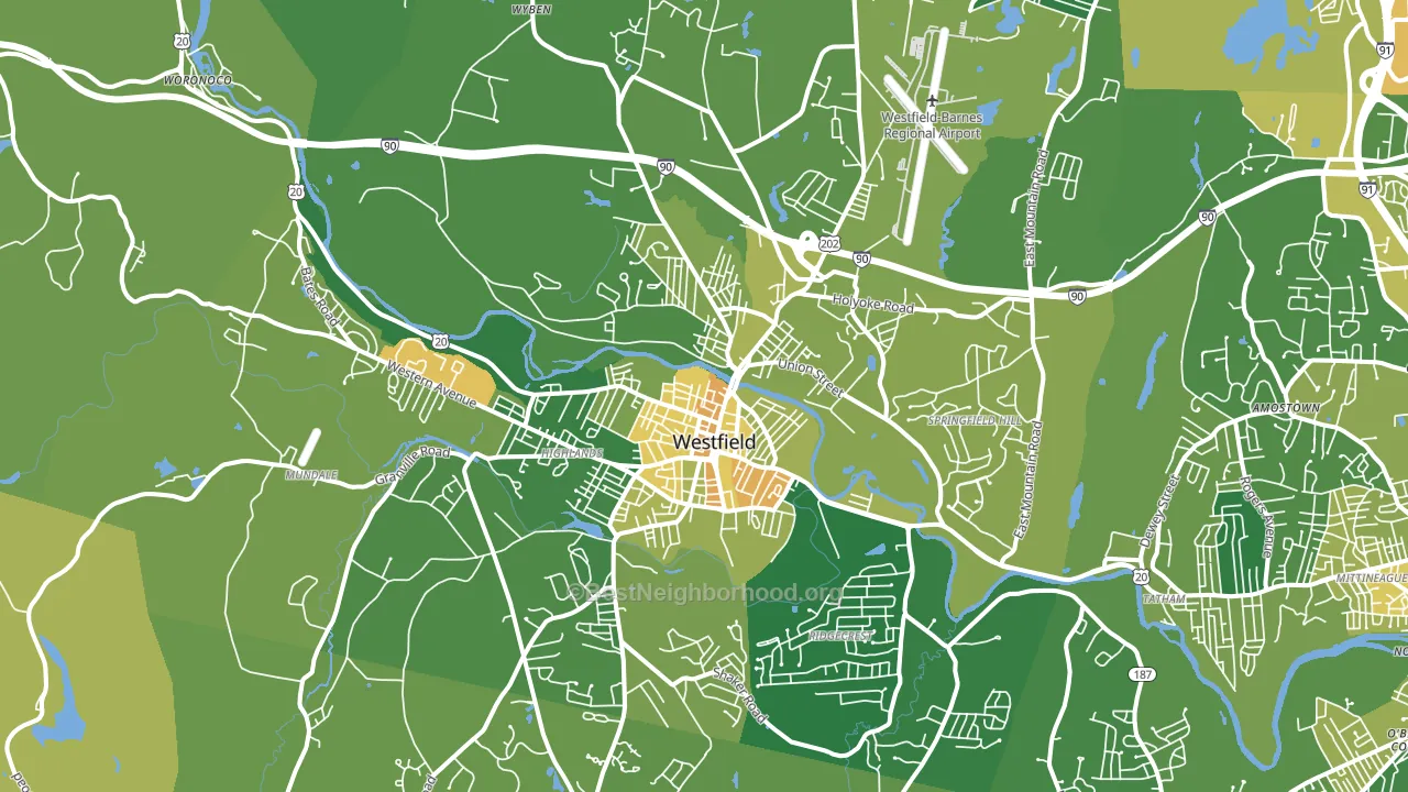 Westfield, MA block-group voter-turnout map