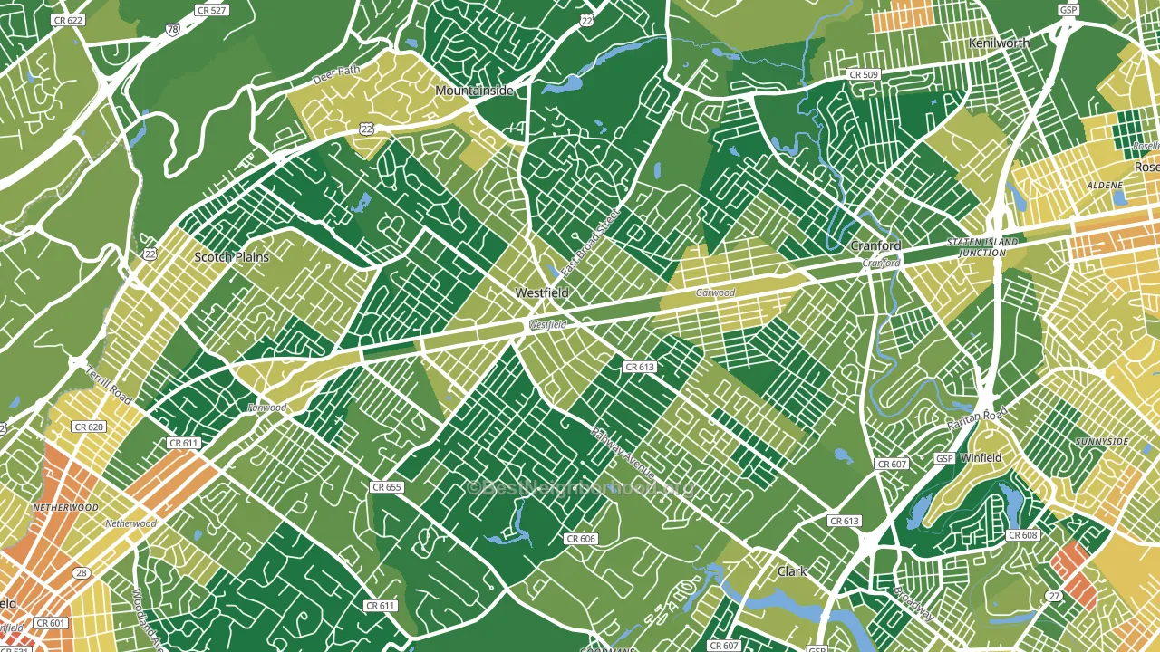 Westfield, NJ block-group voter-turnout map