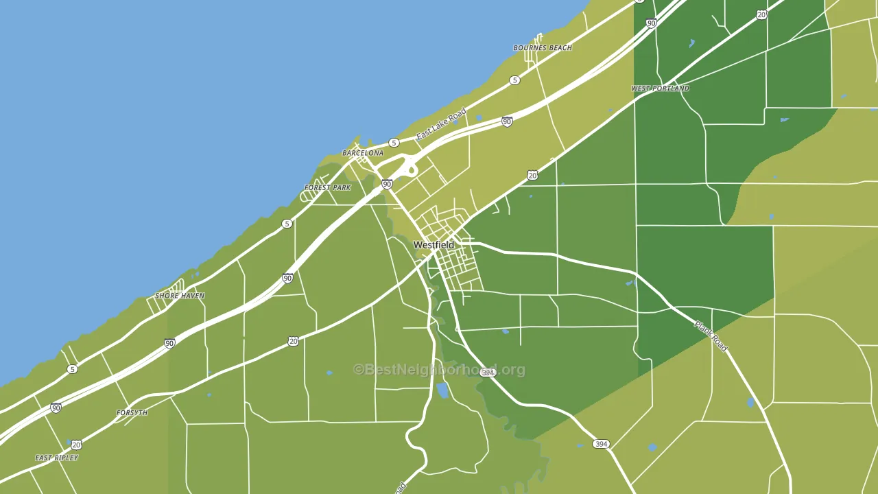 Westfield, NY block-group voter-turnout map