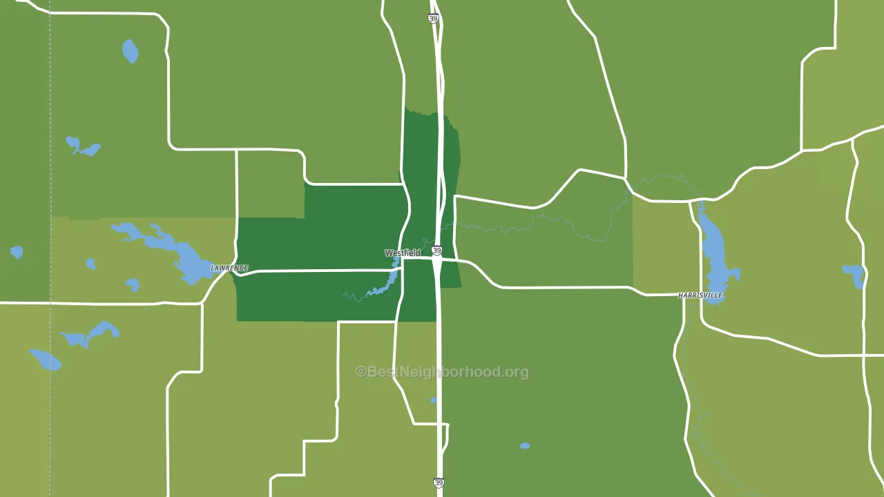 Westfield, WI block-group voter-turnout map