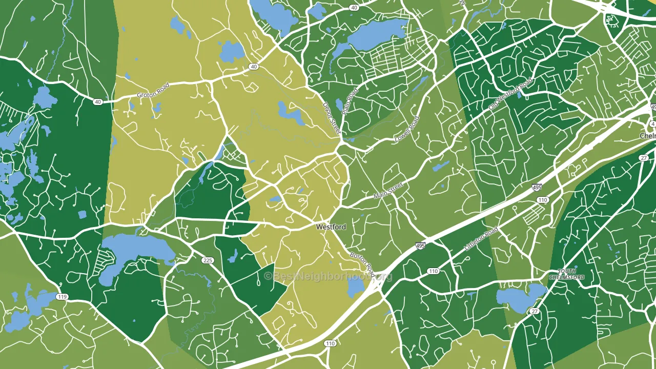 Westford, MA block-group voter-turnout map