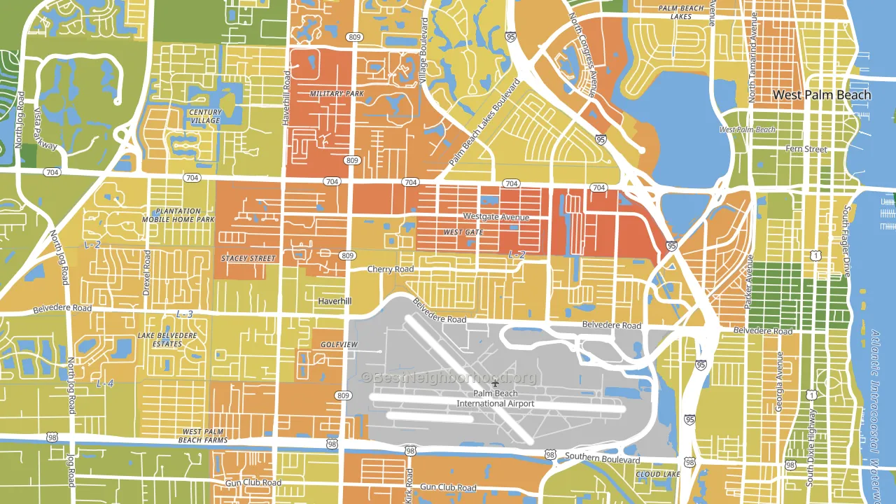 Westgate, FL block-group voter-turnout map