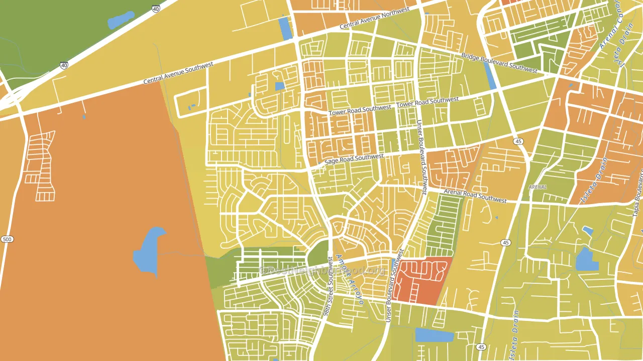 Westgate Hts, Albuquerque, NM block-group voter-turnout map