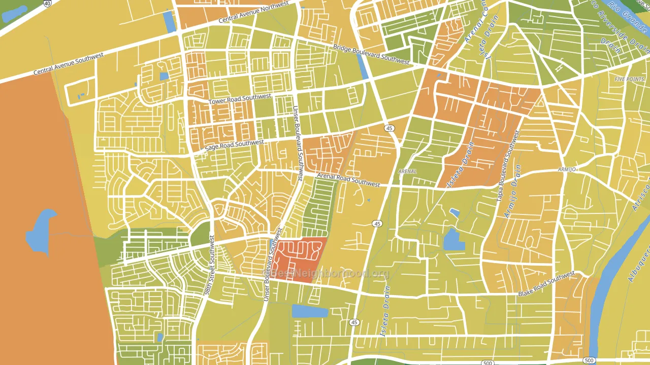 Westgate Vecinos, Albuquerque, NM block-group voter-turnout map