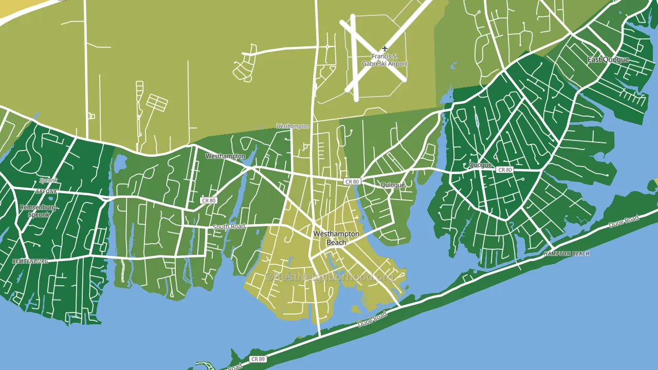 Westhampton Beach, NY block-group voter-turnout map