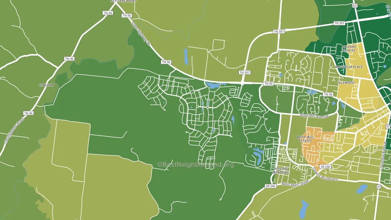 Westhaven, Franklin, TN block-group voter-turnout map